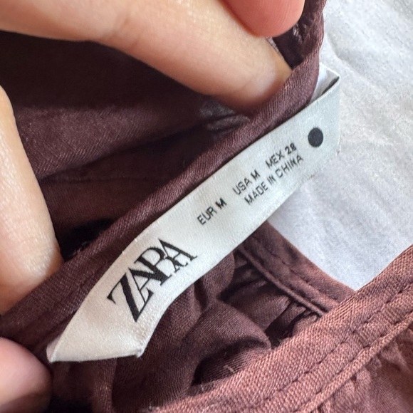 Women's Zara Boho Linen Blend Sleeveless Brown Top size M - Picture 4 of 5